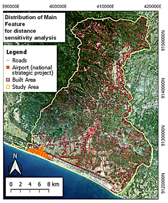 A map of land with red and yellow lines

Description automatically generated